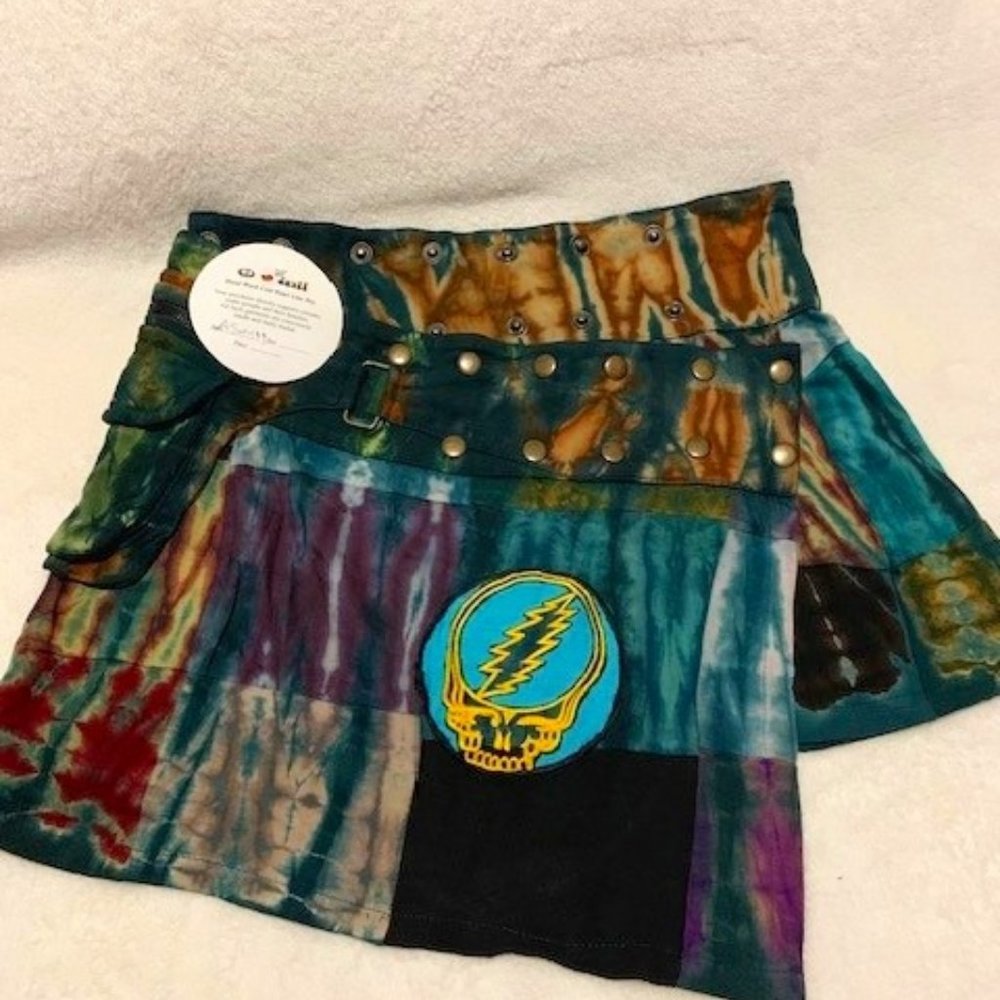 GRATEFUL DEAD Multi Colored Jayli Wrap Tie Die Skirt